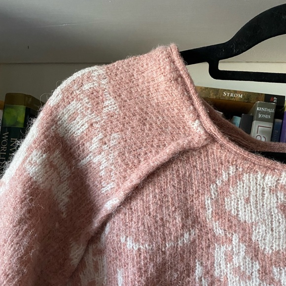 Free People | Purple Rain Cropped Sweater Pink Floral Alpaca Wool - Picture 9 of 10